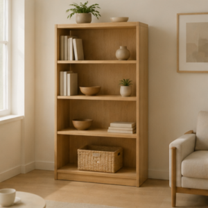 Natural Wood-Style Floor-Standing Bookshelf